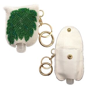 Beaded Leaf Key Chain Hand Sanitizer Bottle